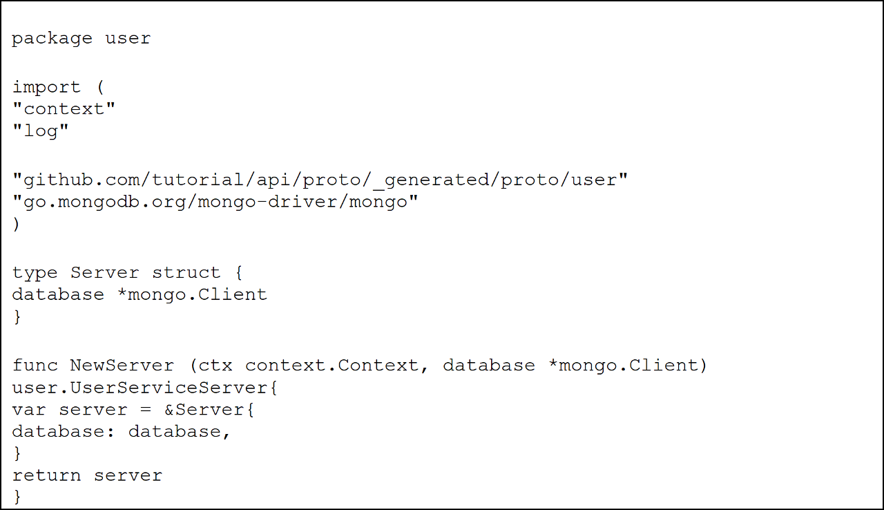 Implementing UserServiceServer interface and defining server methods