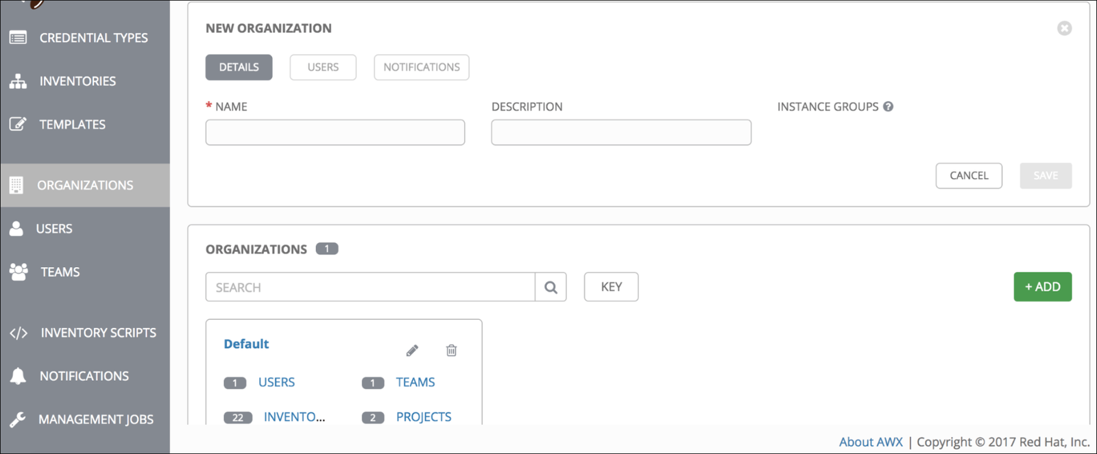 Ansible-AWX-create-organization