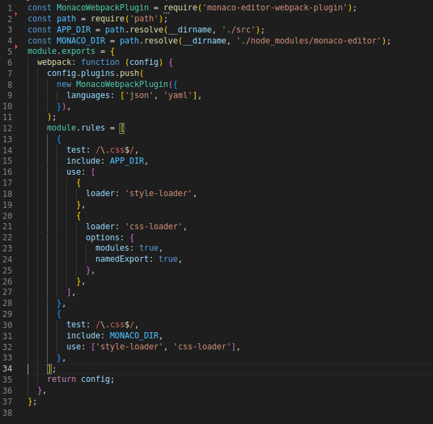 Config-overrides.js file with custom configuration