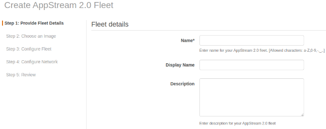 Create AppStream 2.0 Fleet