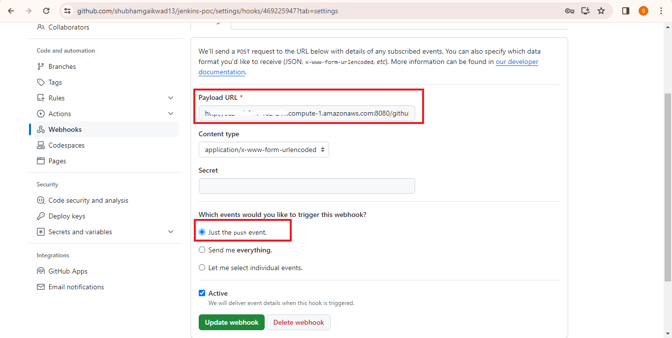 Create webhook