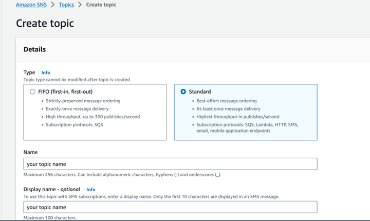 Create an SNS Topic
