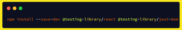 code to install react testing library