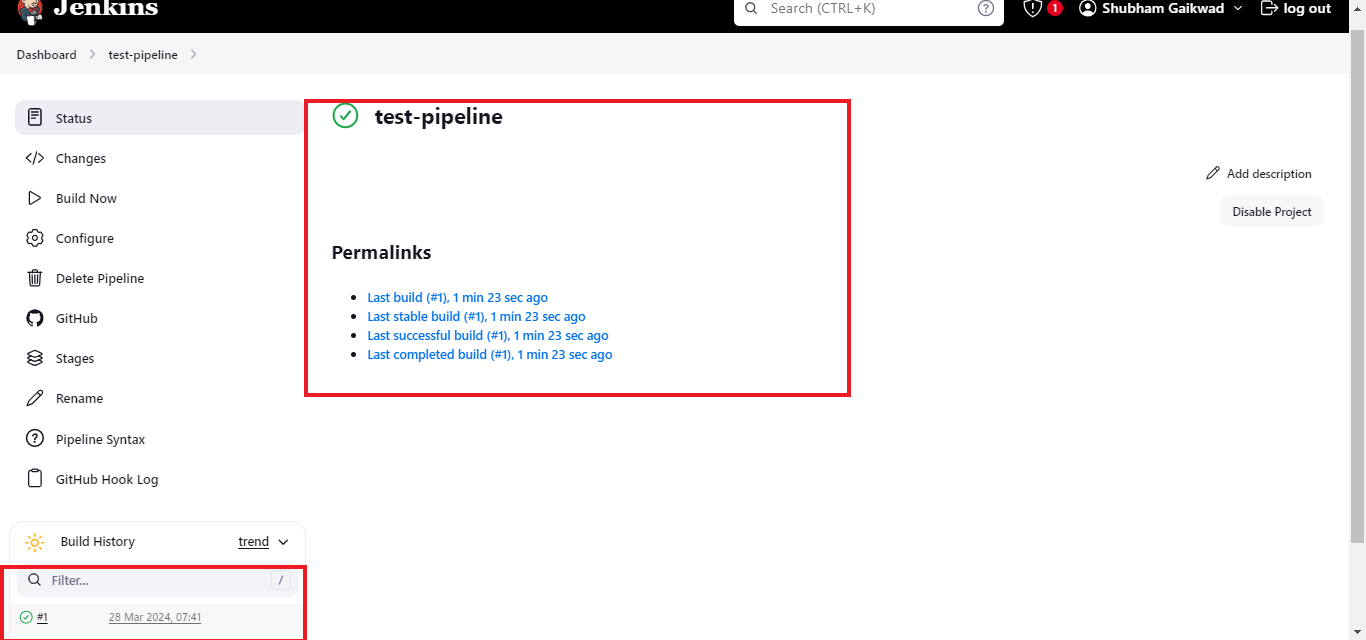 Jenkins jobs page