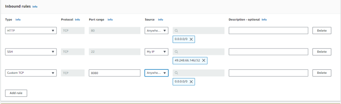 Establish a security group on Jenkins AWS EC2 instance