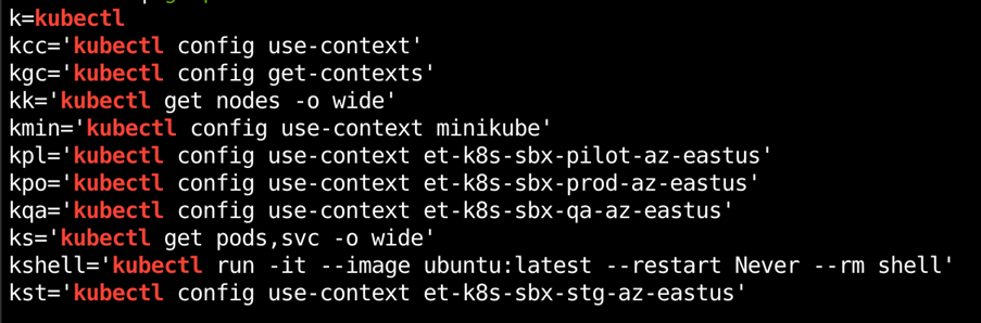 Kubernetes aliases