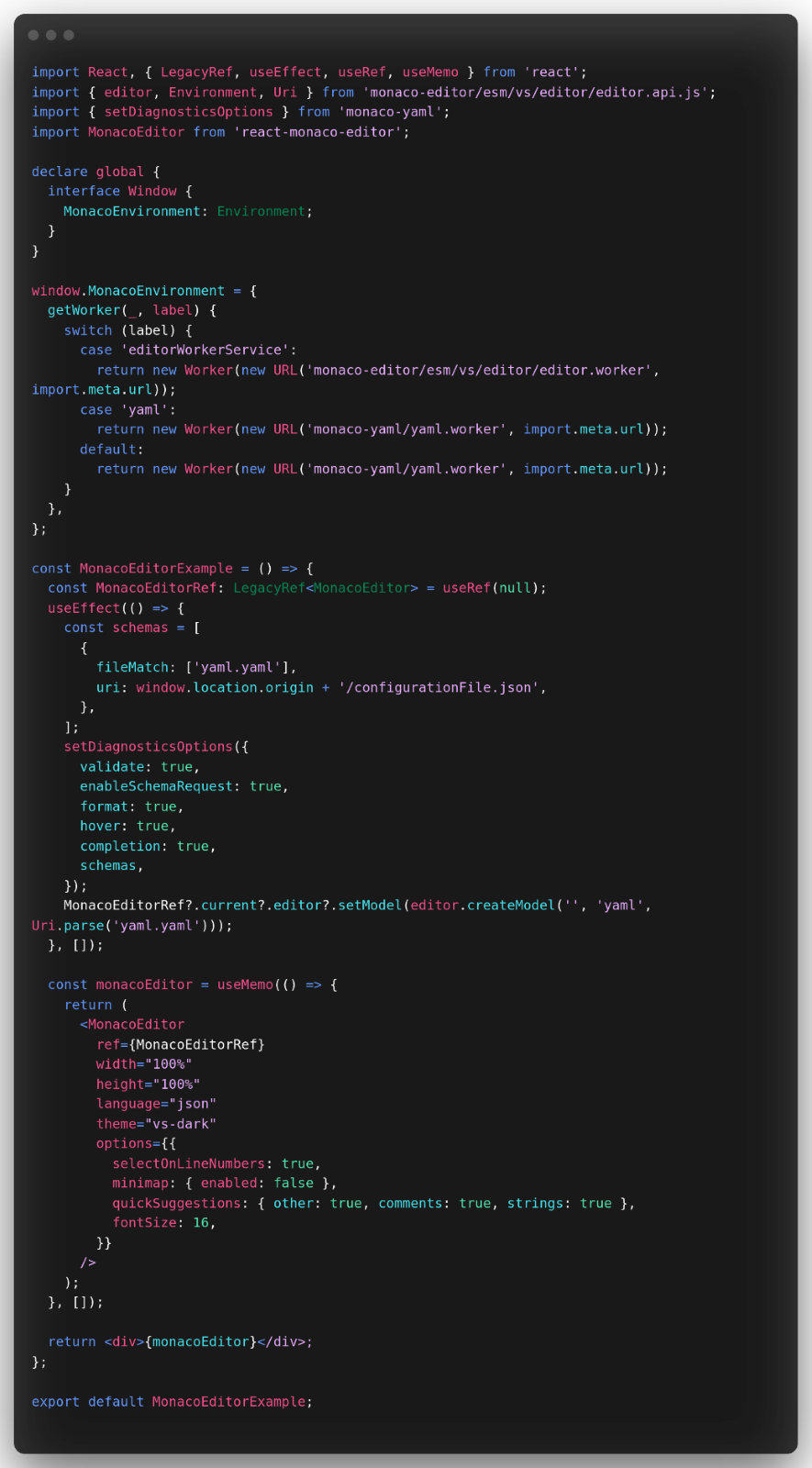 import monaco editor component