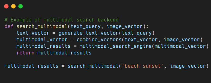 Multimodal search in backend systems