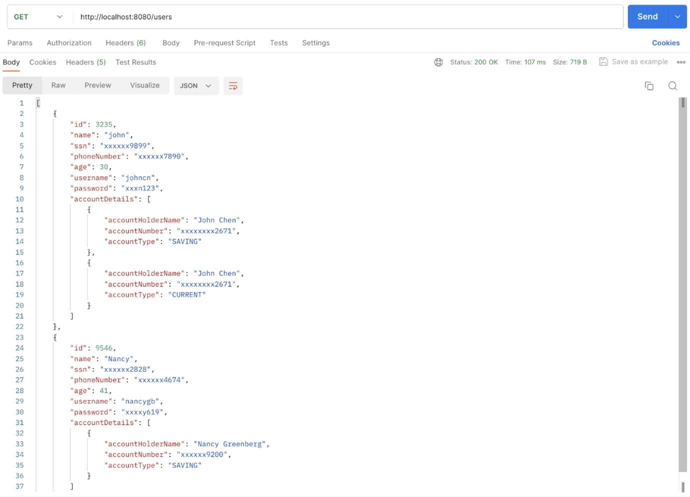 PII data masking in spring boot
