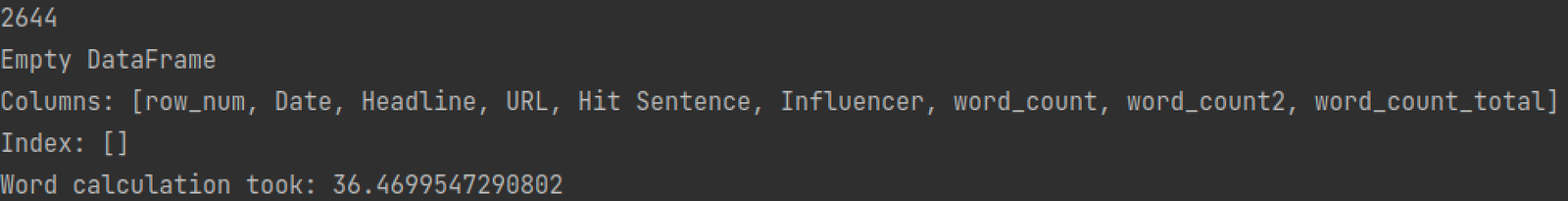 Using dask to find 2644 keywords on 40k rows