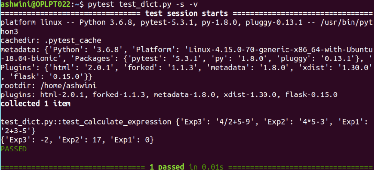 pytest sample test case output