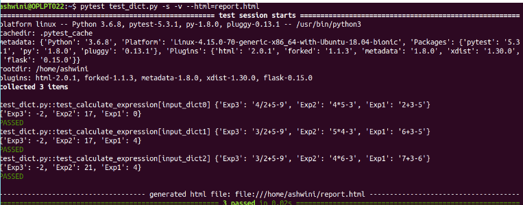 HTML result parameterized test case in pytest