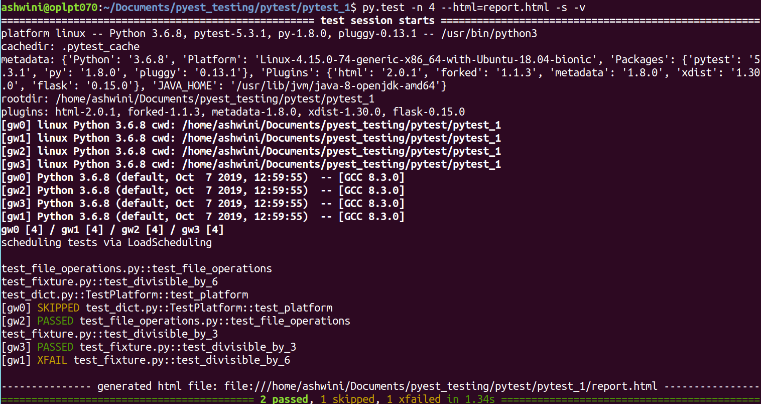 Parallel test execution with pytest sample input