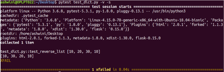 Xfail output