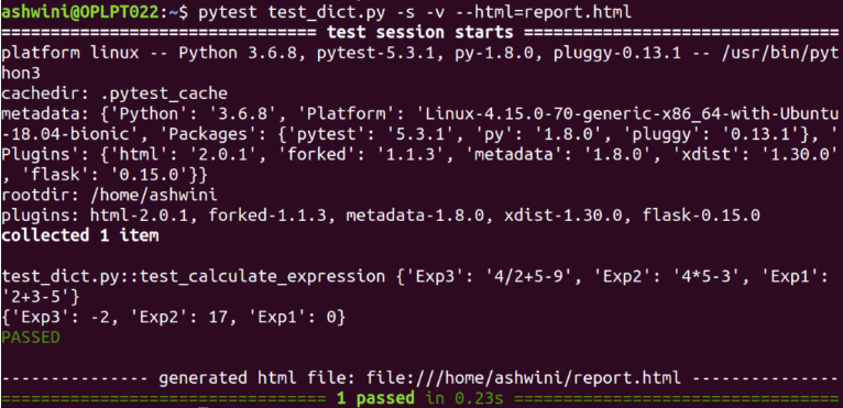 Generate html report pytest
