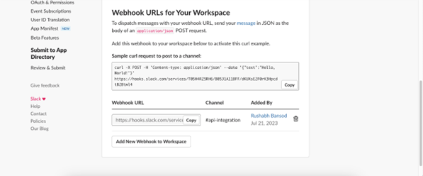 Slack API integration Java Opcito 5
