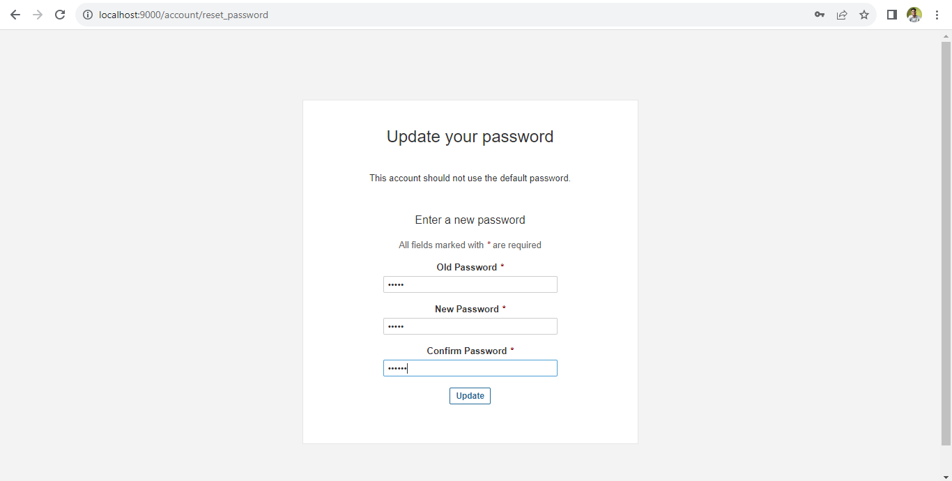 SonarQube update password