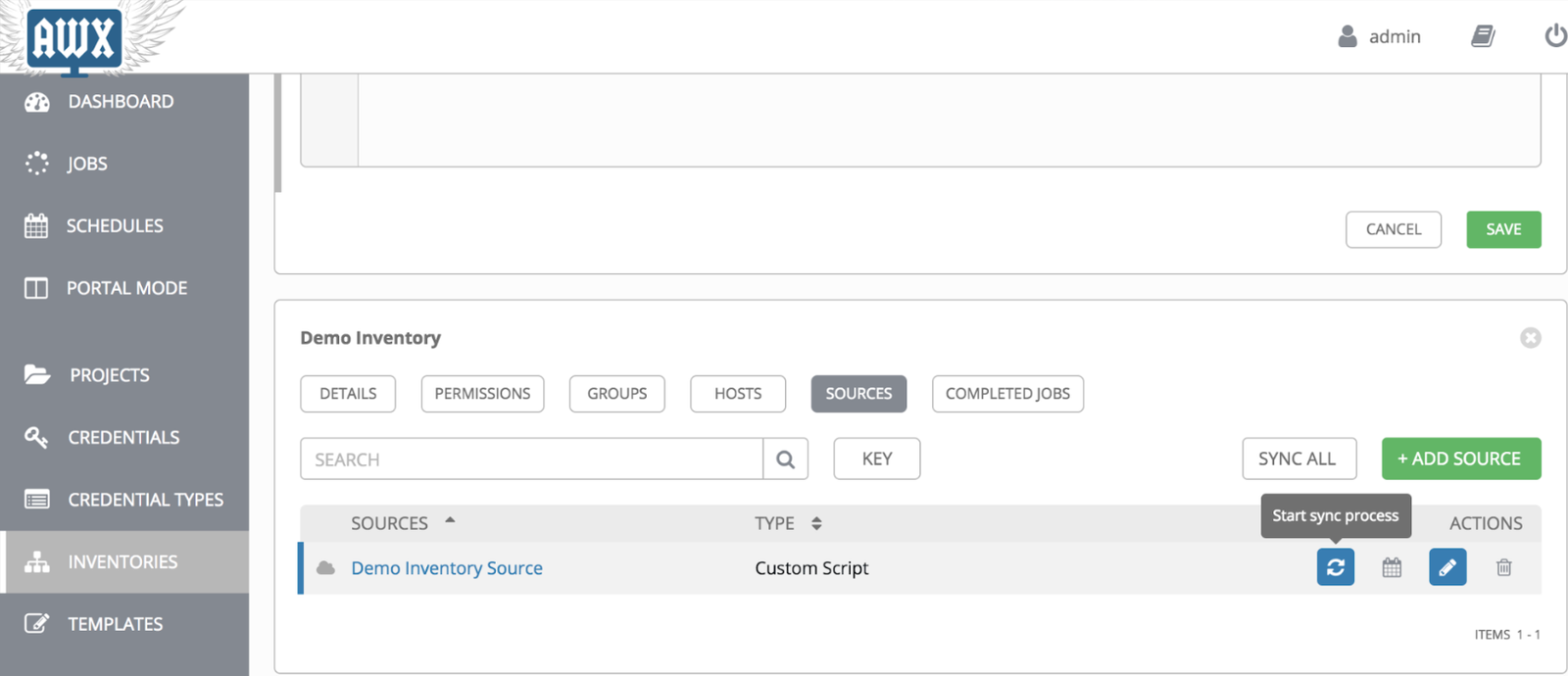 Sync-option-from-sources-list