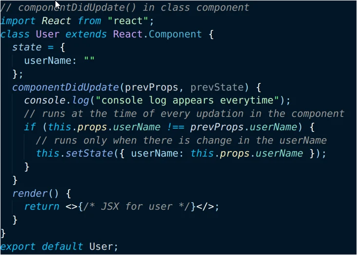 componentDidUpdate In class component
