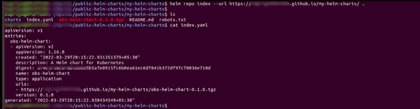 create the index.yaml file for the Helm repository